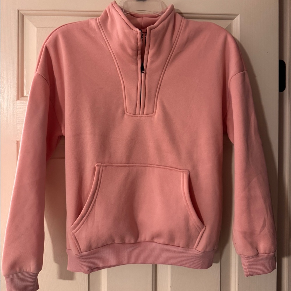 Girls Pink Quarter-Zip Pullover
